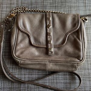 Small Cross Body, Taupe Leather great for a night out, lightweight, clean inside